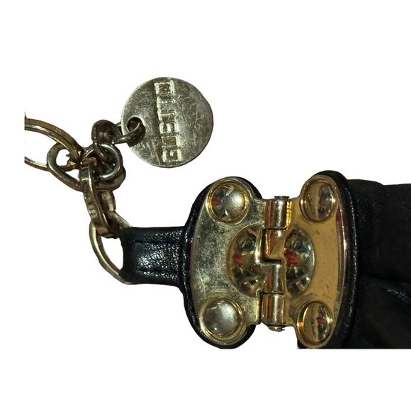 Gustto soft black leather shoulder back with gold hardware and strap - Picture 7 of 12